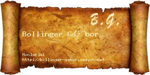 Bollinger Gábor névjegykártya